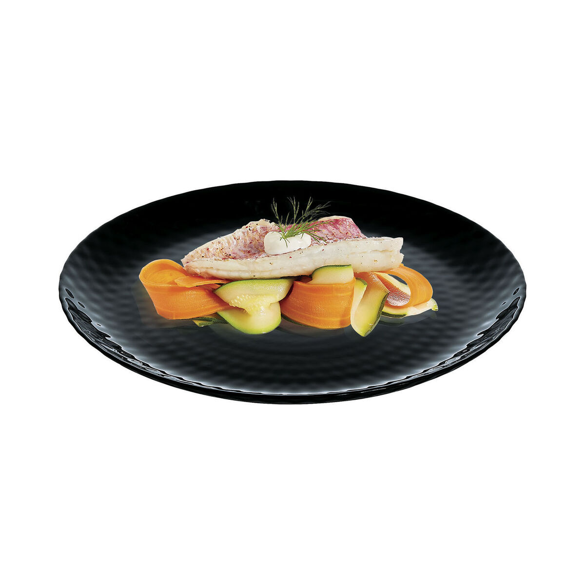 Flad Plade Luminarc Pampille Noir Sort Glas 25 cm (24 enheder)